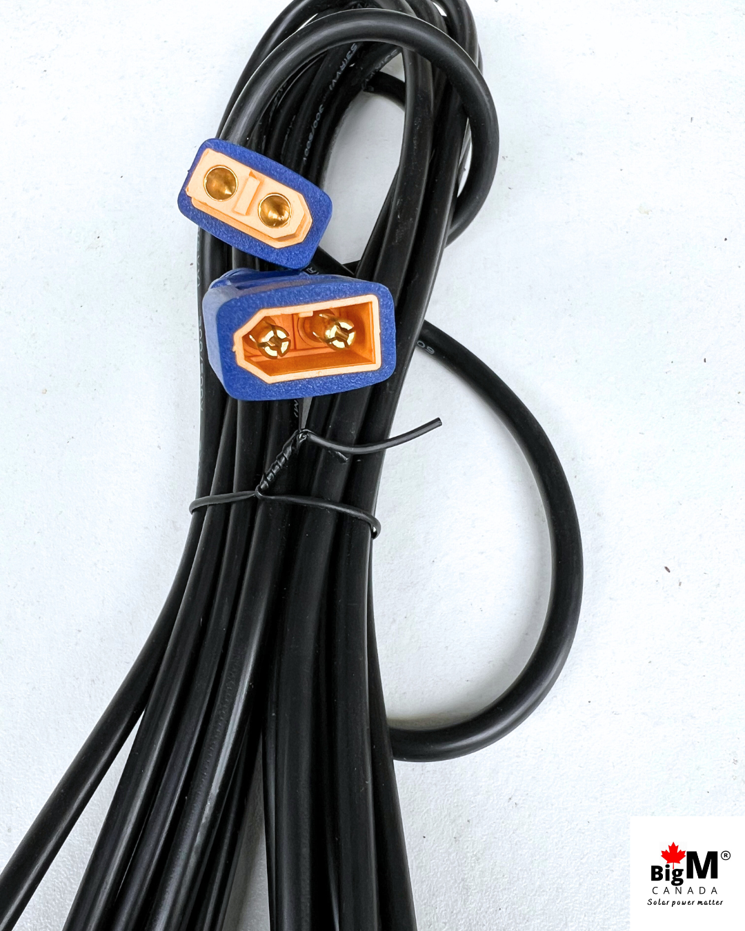 BigM 16.5 ft waterproof solar extension cable with 2-pin connectors for flexible panel placement.