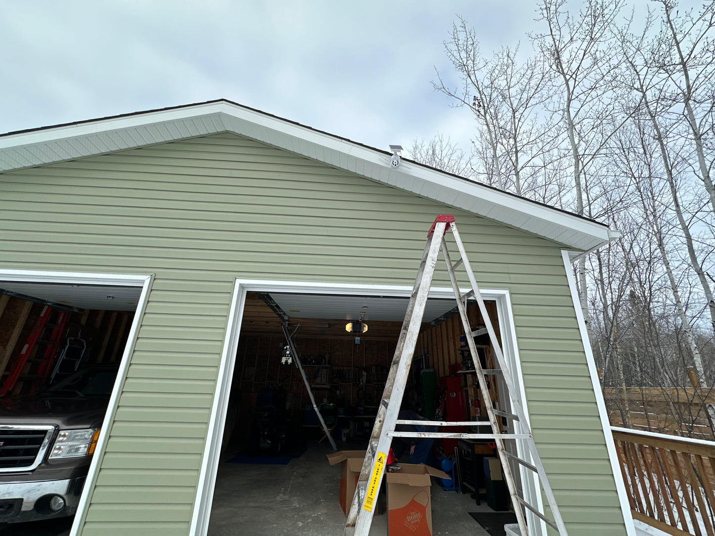 BigM  Solar Wifi Camera with Motion Detection & Sensor Light Wireless installed close to the roof by a customer