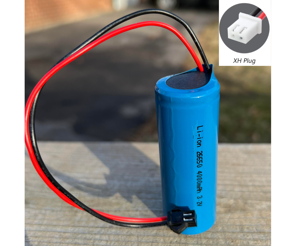 BigM 3.2V Lithium-ion battery 26650 heavy duty 4000mAH rechargeable with a wire connector & 2 pin plug can be taken off if you require to