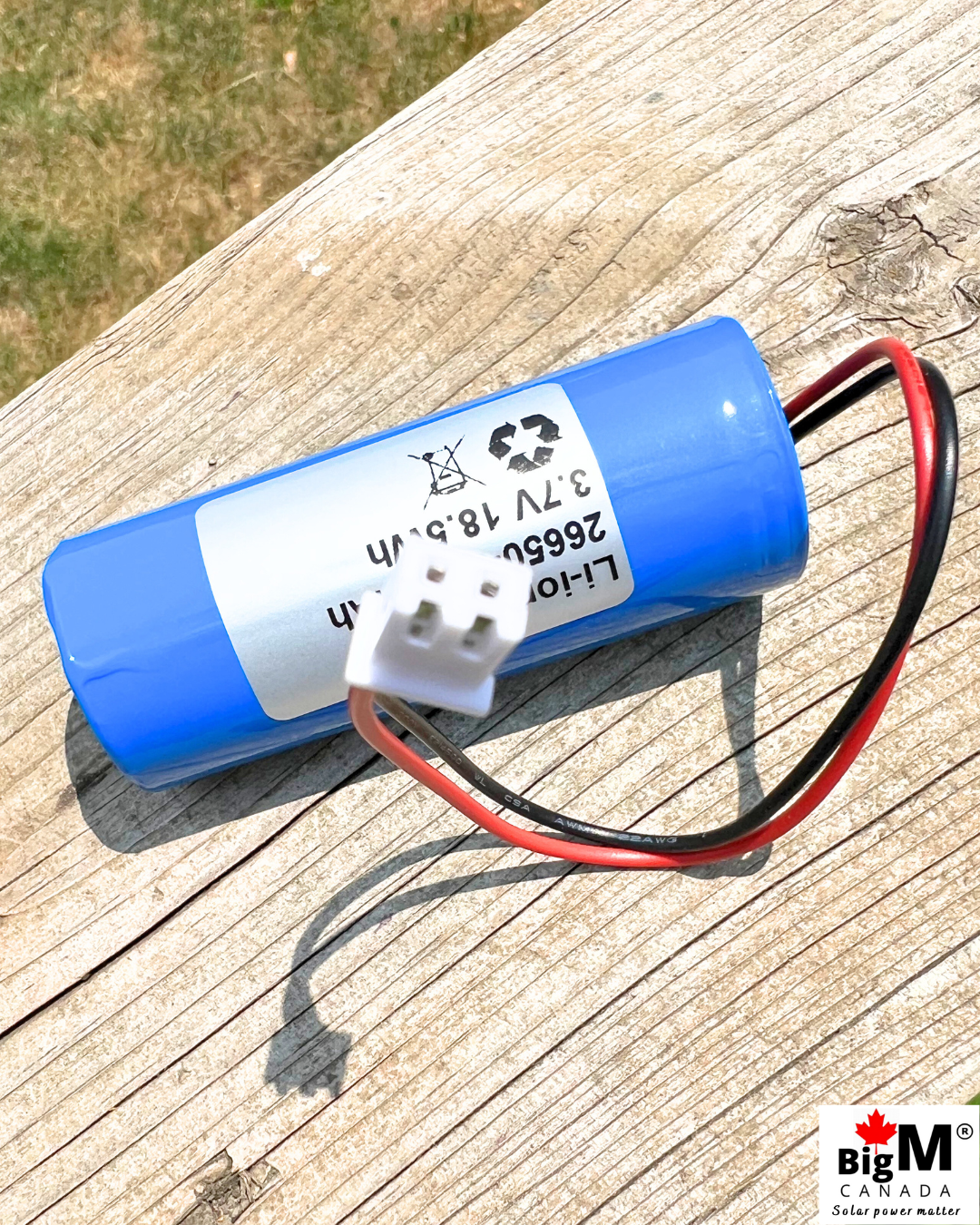 BigM 3.7V 26650 Lithium-Ion Rechargeable Battery comes pre-attached with a 2-pin plug for easy, hassle-free installation—no soldering or rewiring required.