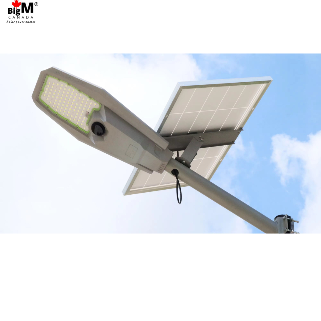 BigM 600W aluminum solar street light has a high capacity 60 AH built in battery pack