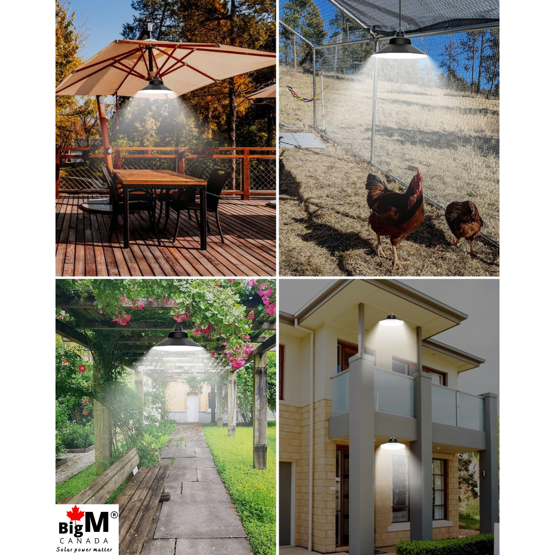 BigM dual headed solar indoor light for gazebos shades garages are easy to install