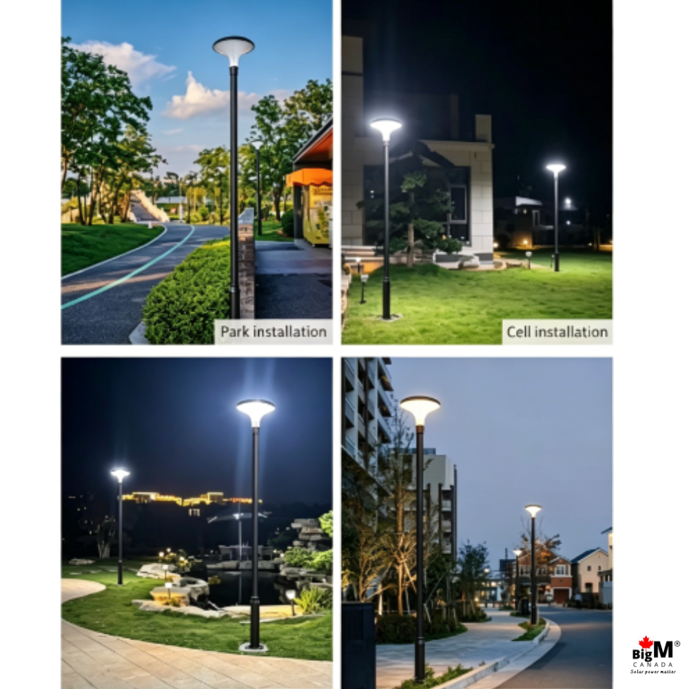 BigM Solar Outdoor LED Post Light with 10 ft Pole for Pathways, Parks, Gardens, Townhouse Complexes, Streets