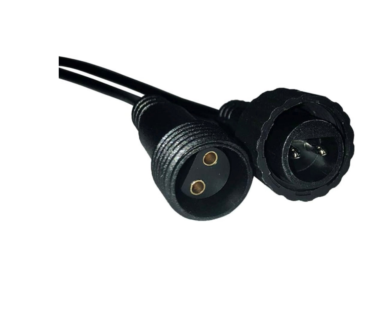 Zoomed image of 2-pin male & female connectors of BigM 16.5 ft connecting extension cable