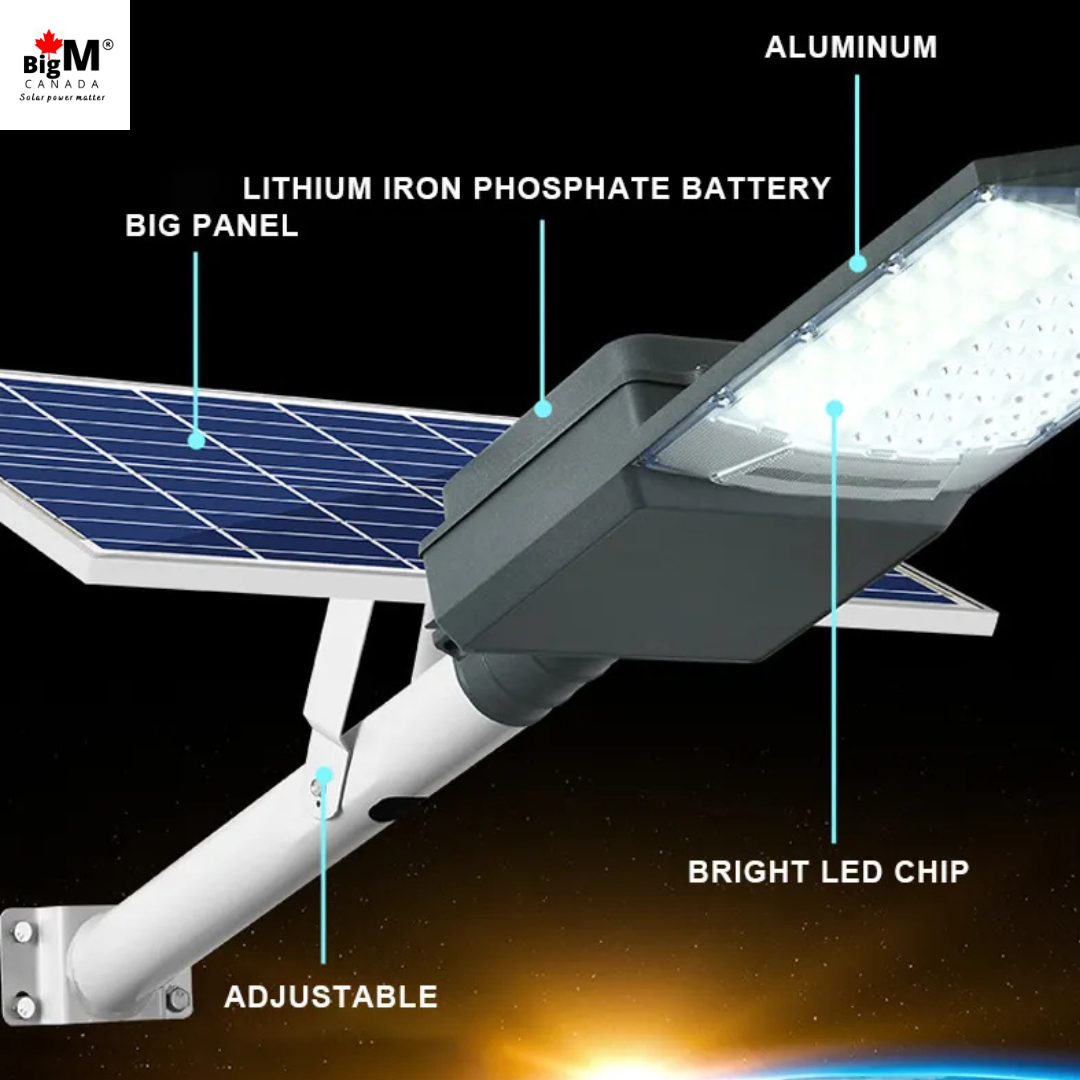 BigM 400W & 800W 30000 High Lumens Solar Flood Light with Aluminum body and a large high-efficiency mono-crystalline solar panel