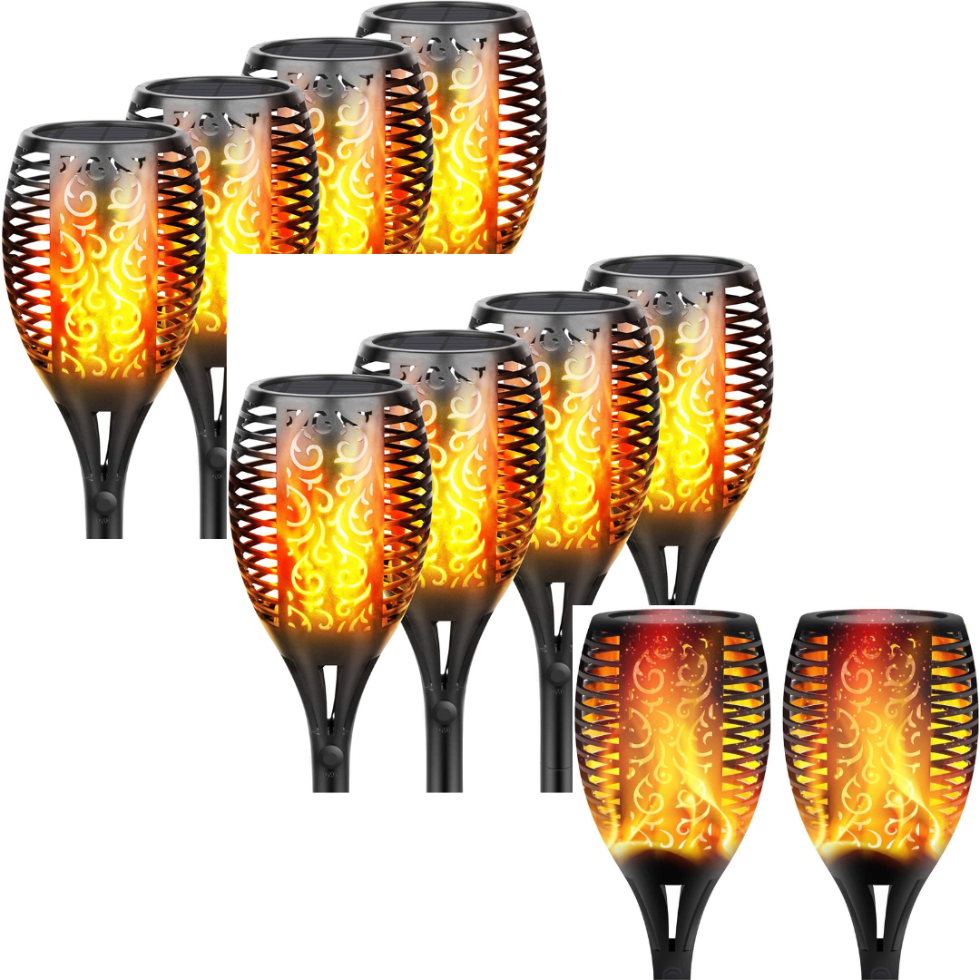 BigM 96 LED Flickering Flame Solar Tiki Torch Lights for Gardens Lawn