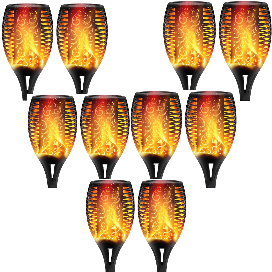 BigM 96 LED Flickering Flame Solar Tiki Torch Lights for Gardens Lawn