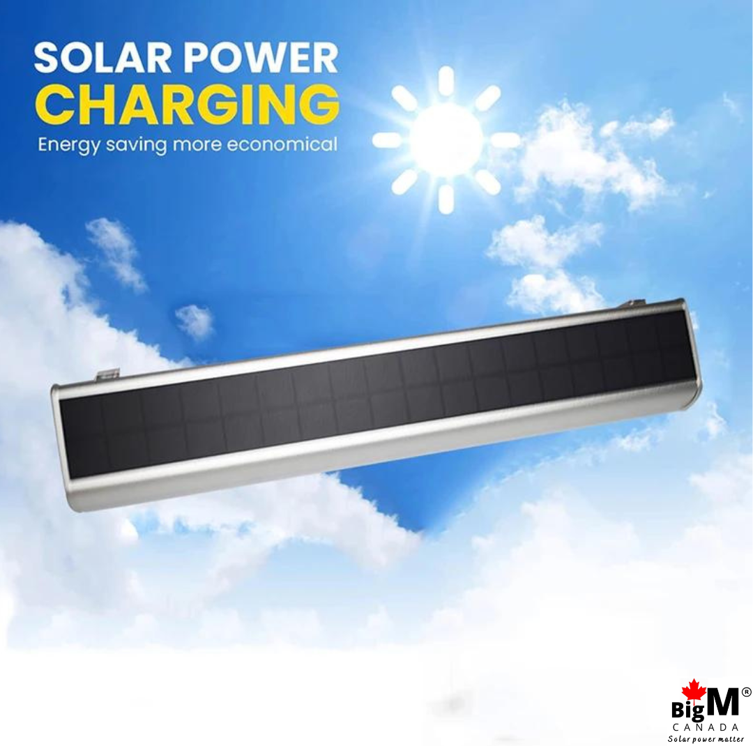 The solar billboard lighting charges all day and turns on after evening