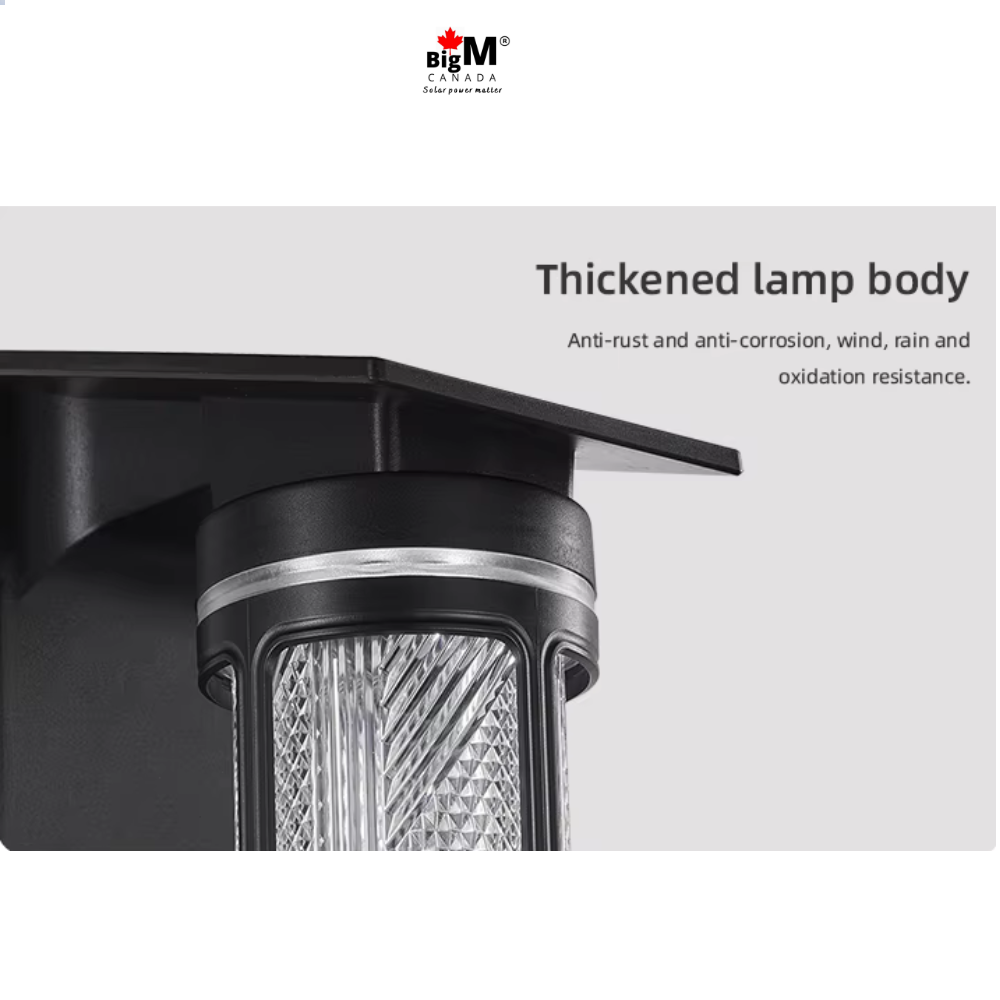 BigM solar wall mounted lamp with constant warm white lighting for outdoor walls, pathways