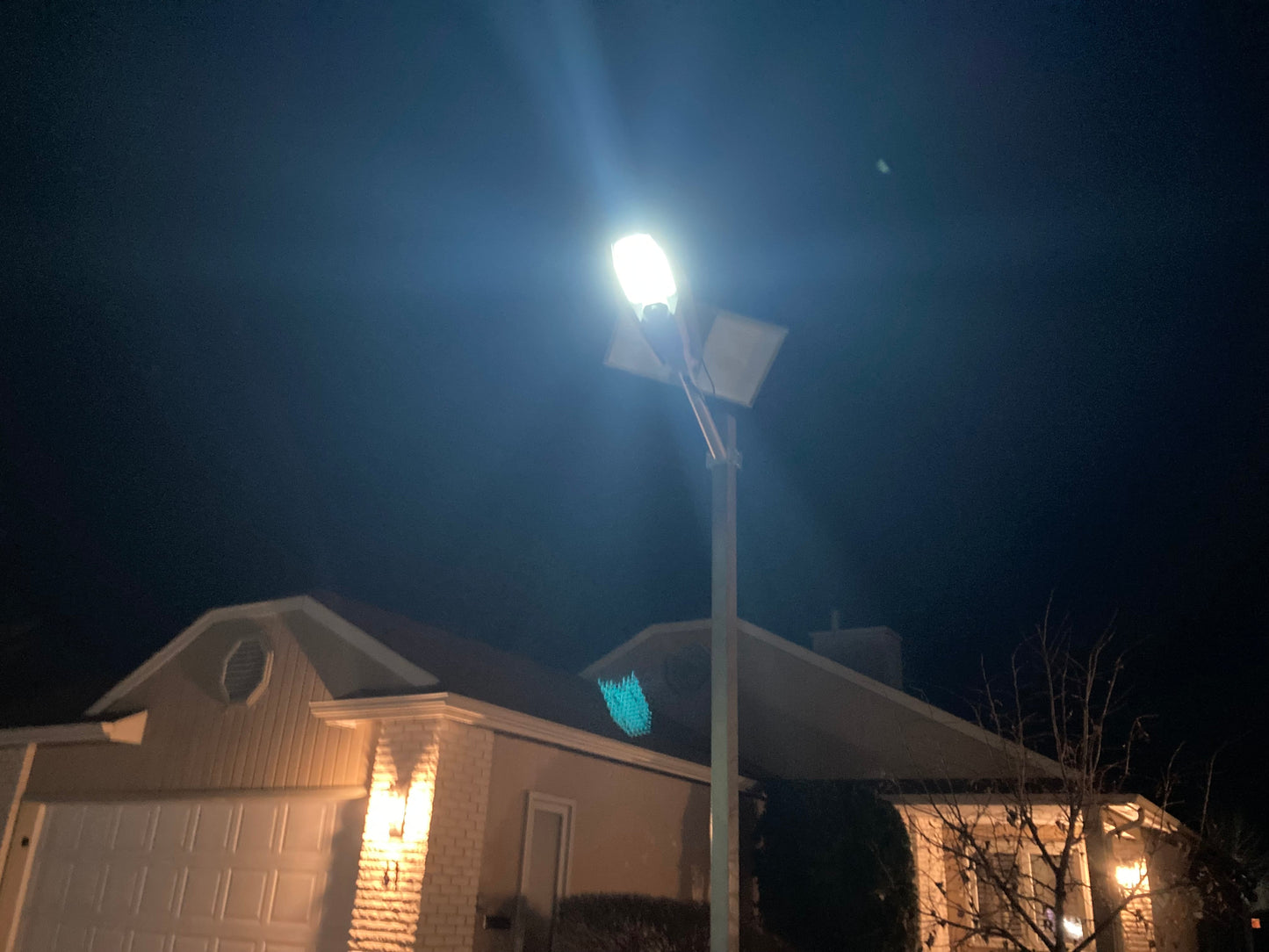BigM 600W aluminum solar street light installed at a housing project at Winnipeg, Manitoba.