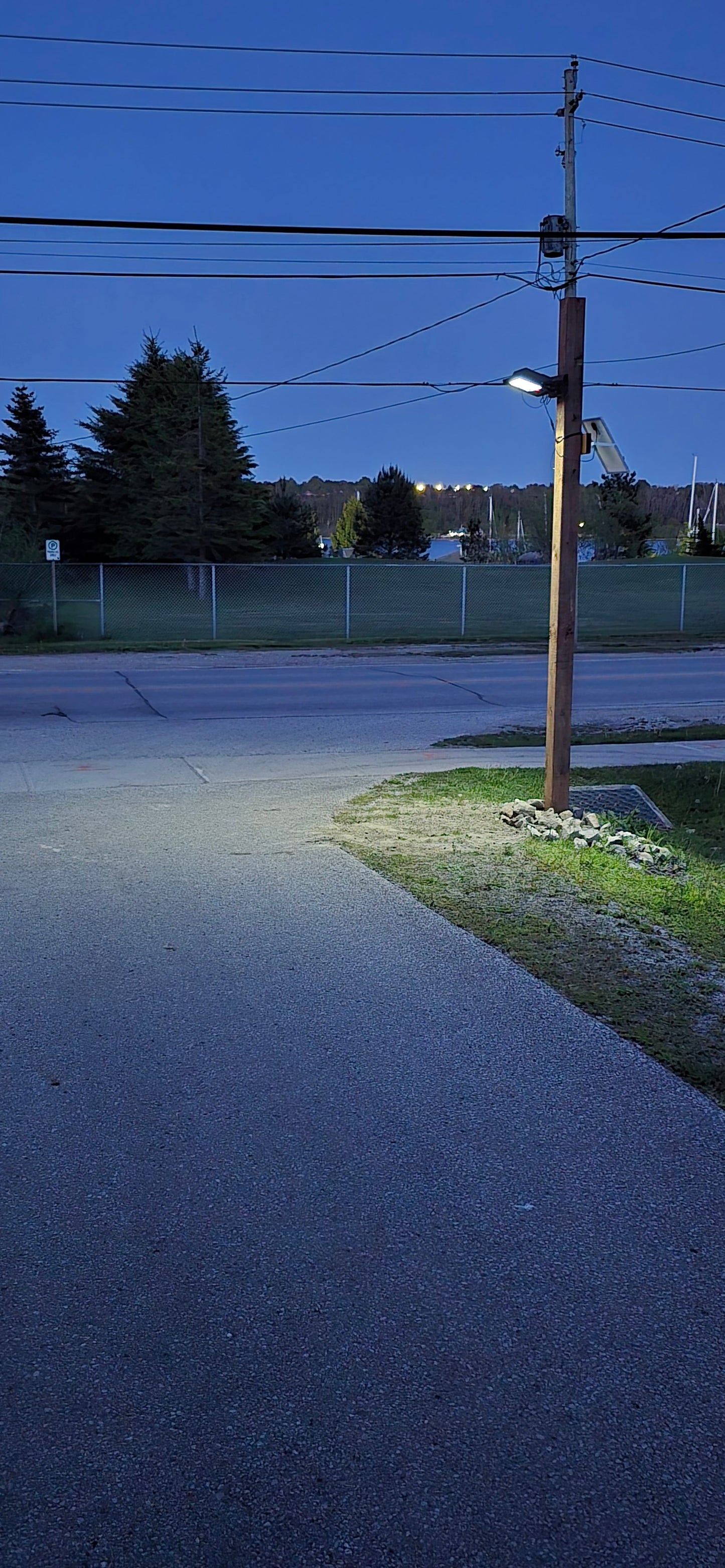 Image of BigM 200W solar flood lights Installed on a post on a driveway