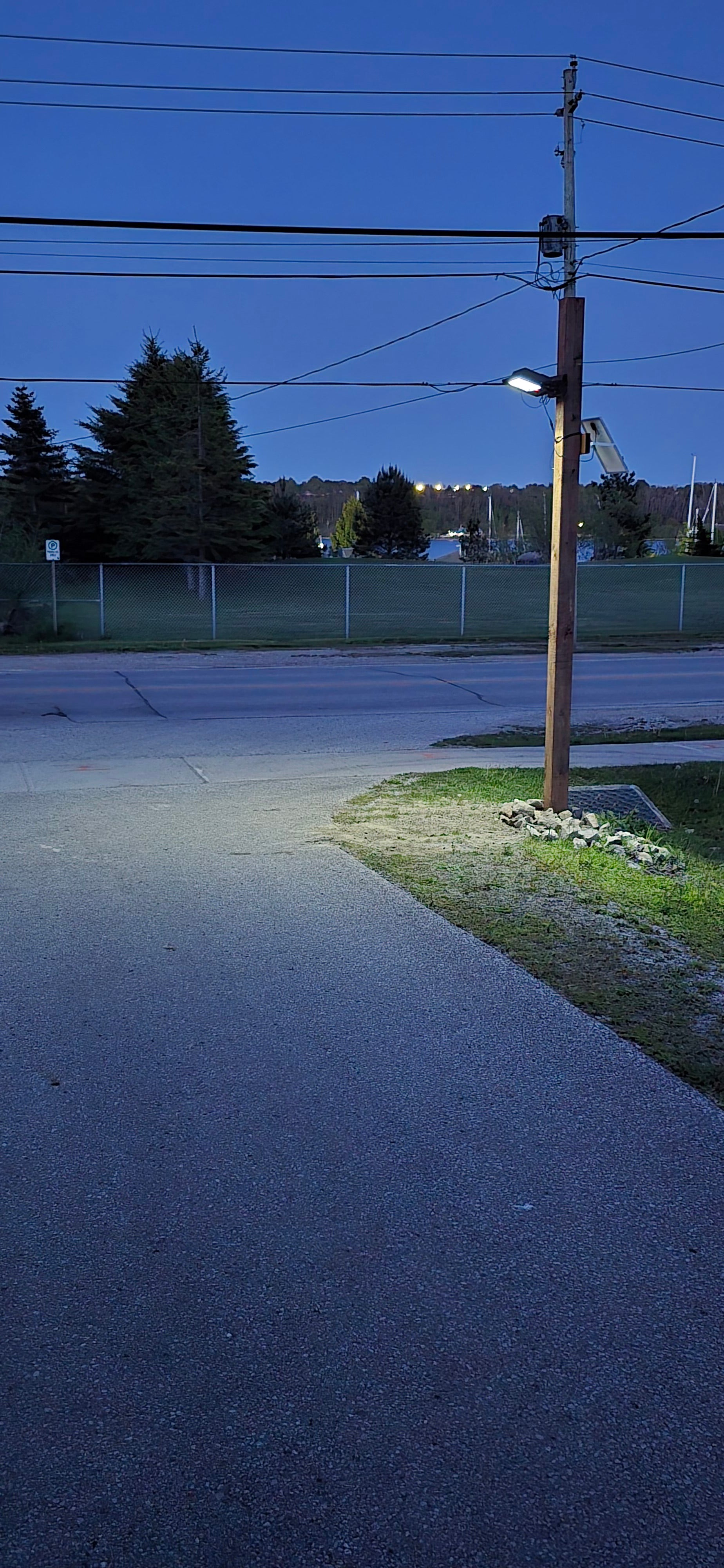Image of BigM 200W solar flood lights Installed on a post on a driveway