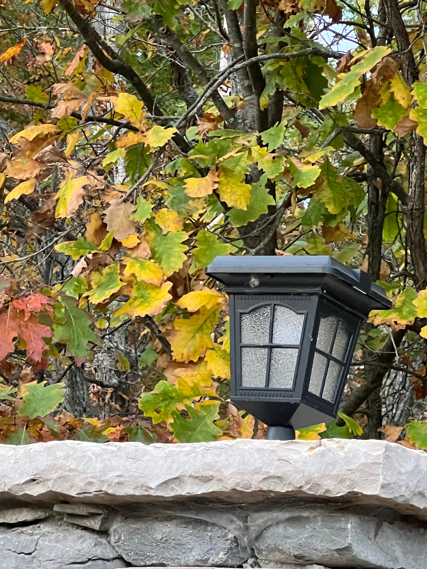 BigM Elegant Looking Vintage Style Solar Post Lights installed on a stone pillar at a beautiful wedding venue