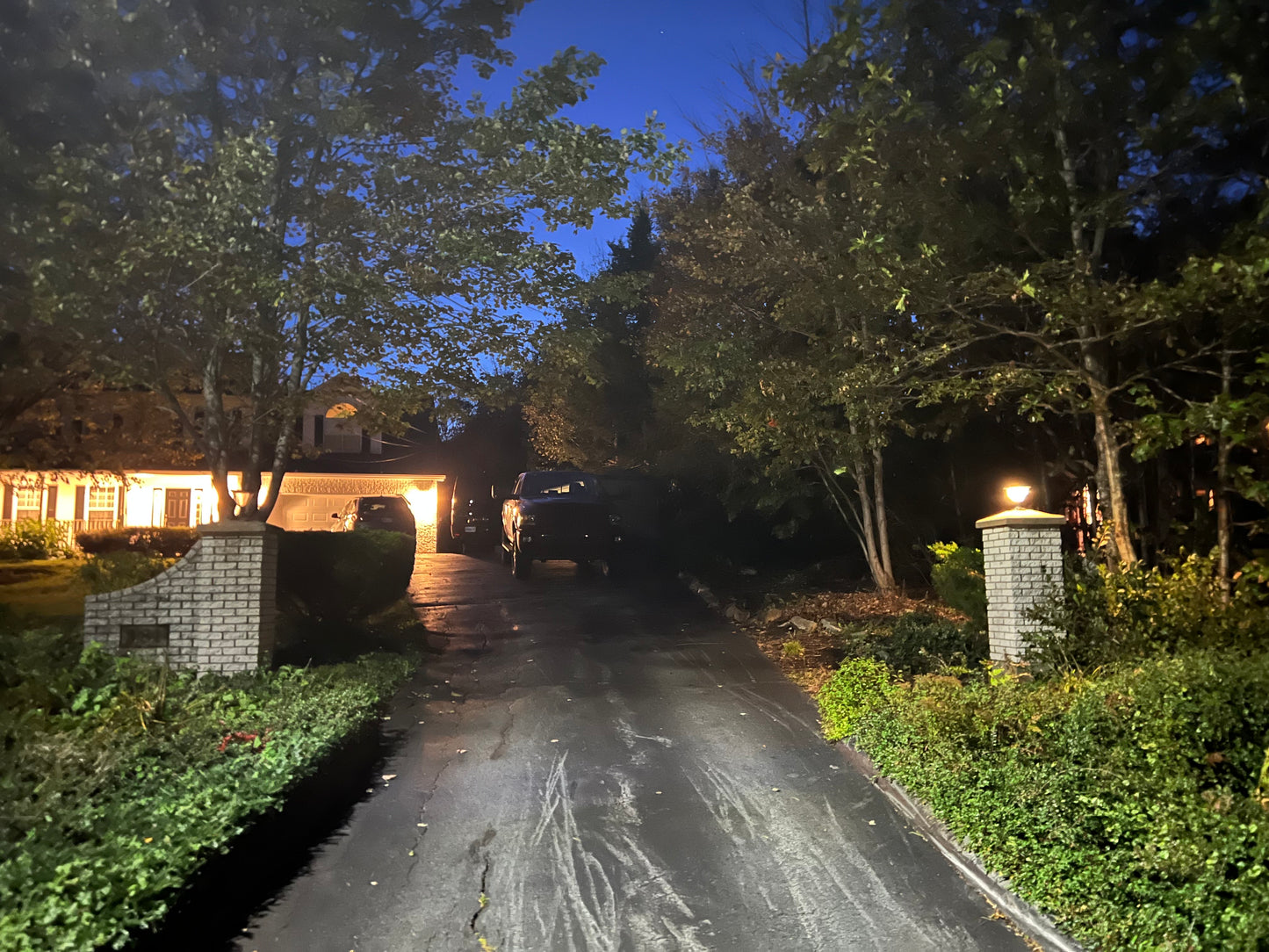 BigM Elegant Looking Bright LED Solar Post Lights installed on a stone pillar