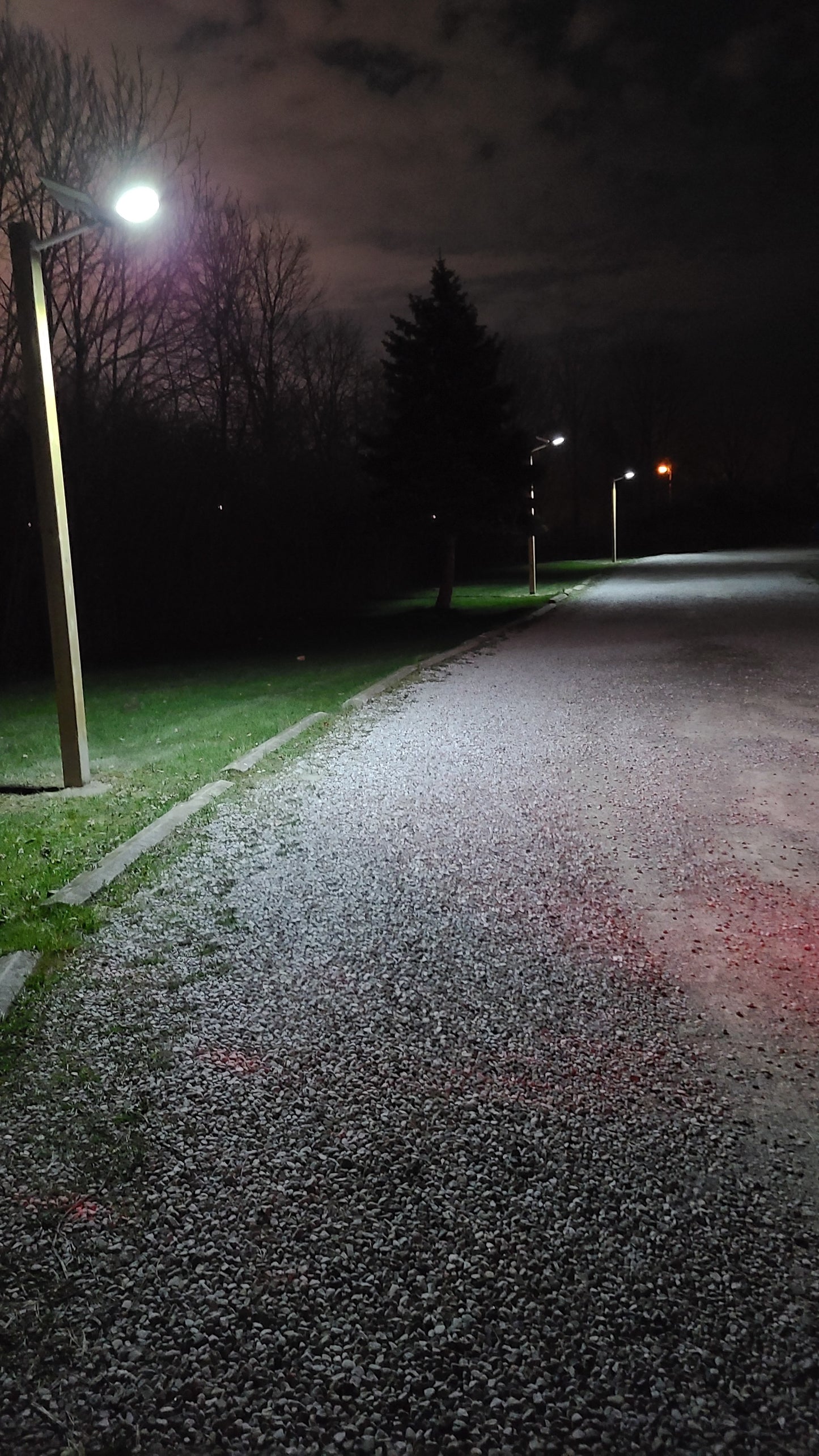 BigM 300W & 15000 Lumens Commercial Graded Solar Street Light with a Large Solar Panel, Aluminum Lamp Body is installed on a driveway of boat club