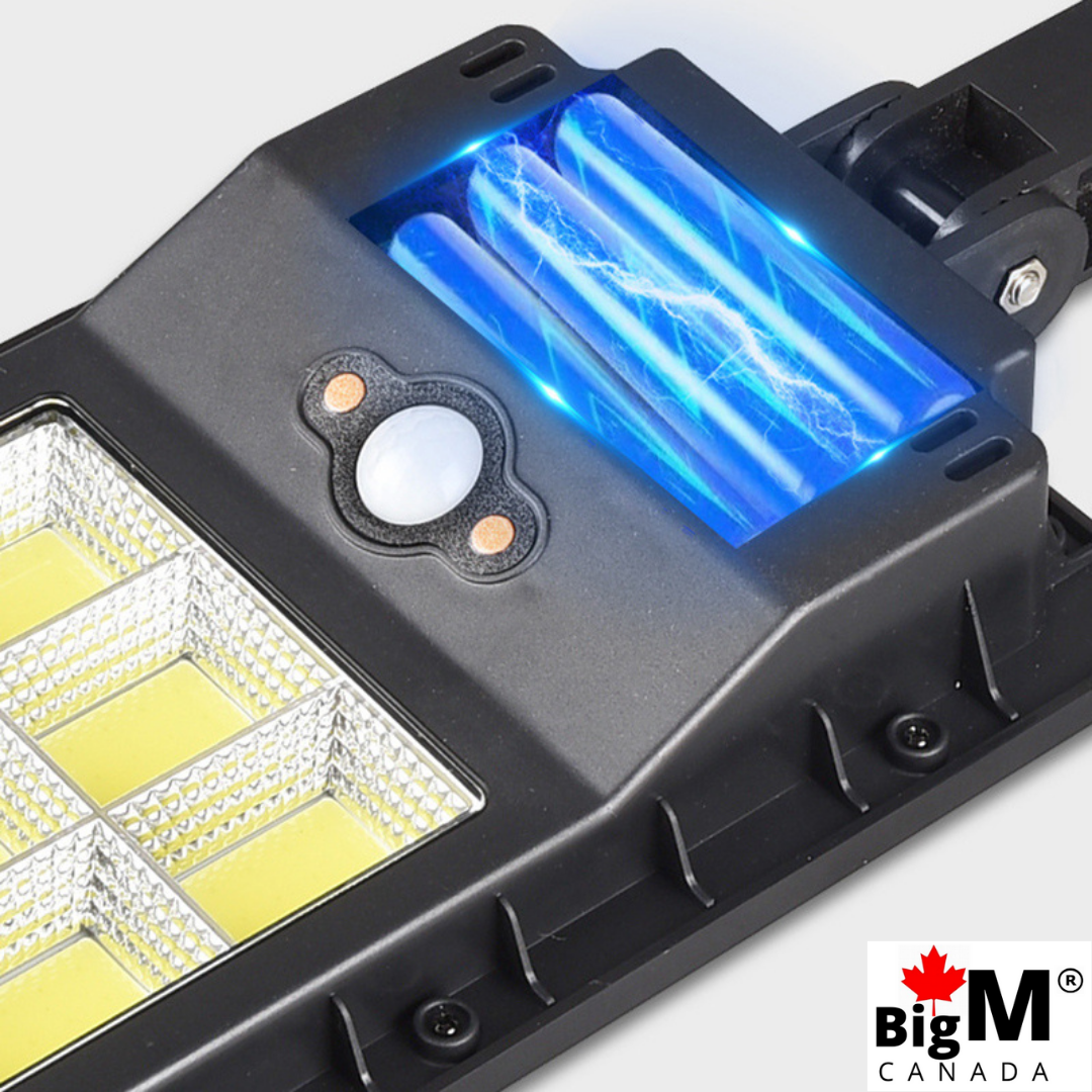 BigM 100w solar street light has 3 built in battery that help light to be on all night
