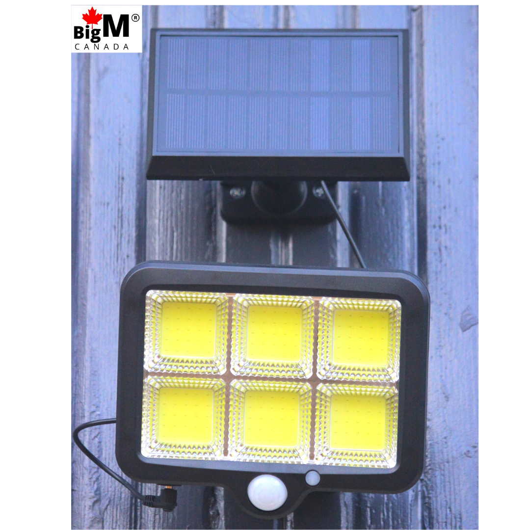 BigM 3000 Lumens LED Solar Motion Sensor Light & 10 Ft Extension Cable is installed on the pathway to the basement apartment