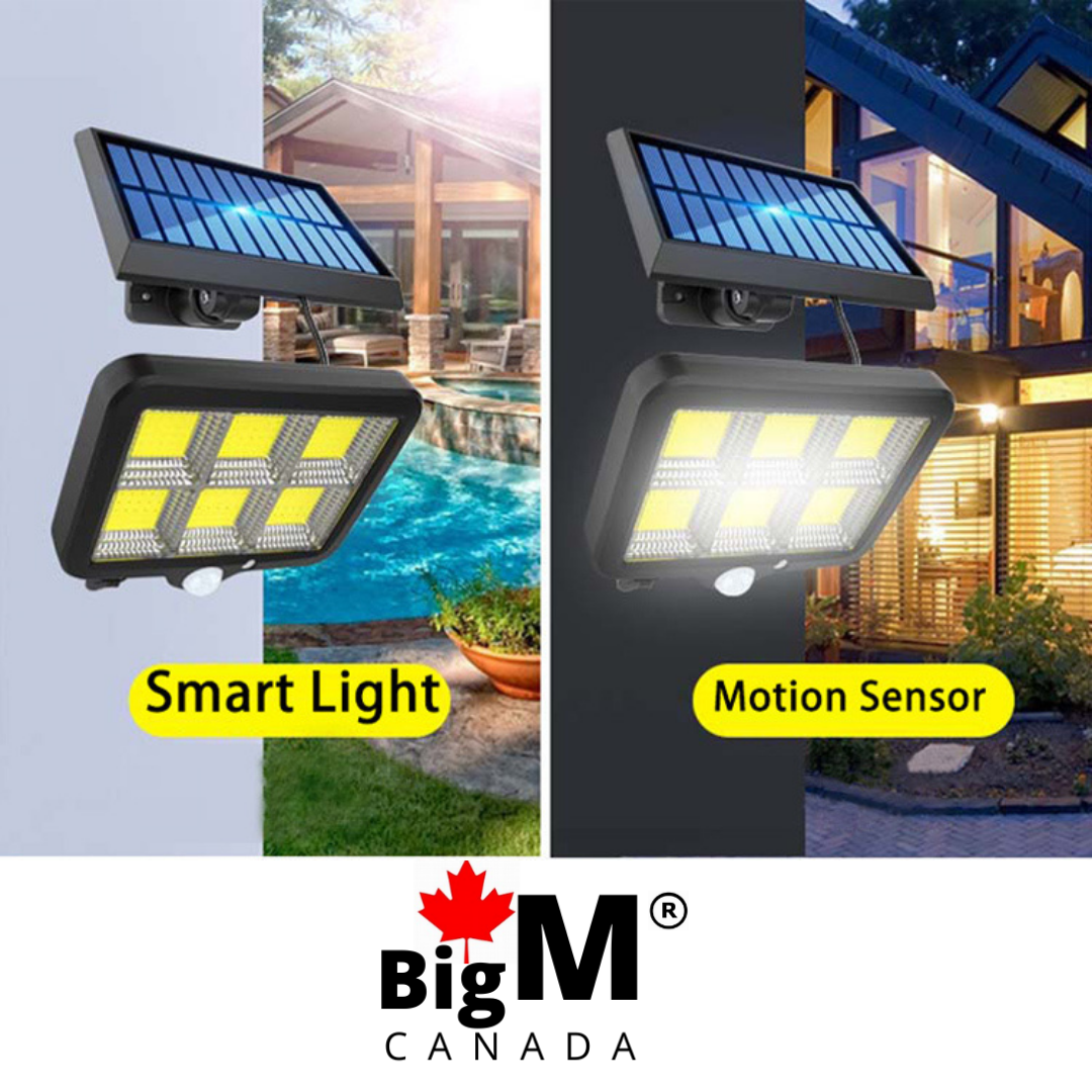 BigM 3000 Lumens LED Solar Motion Sensor Light charges during day time and turns on after evening