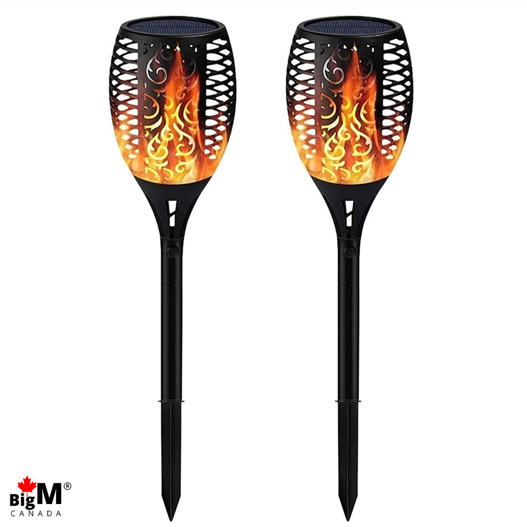 Image of BigM LED Solar Powered Flickering Flame Lights for Gardens Landscaping