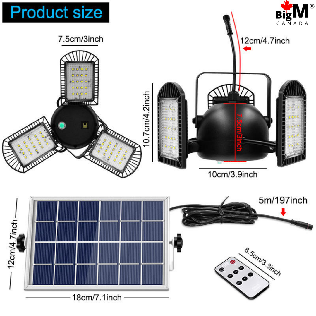 BigM 60 LED Bright Solar indoor Pendant Light for Garage Shade Burn has a bright adjustable light