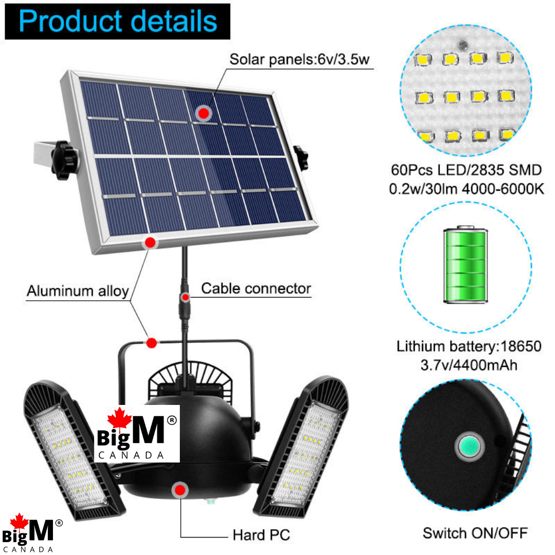 BigM 60 LED Bright Solar indoor  Pendant Light is made of high quality ABS materials