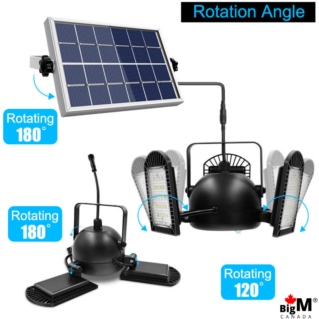 BigM 60 LED Bright Solar indoor Pendant Lightalso has a adjustable solar panel that can be rotate 180 degree angle to catch sunlight