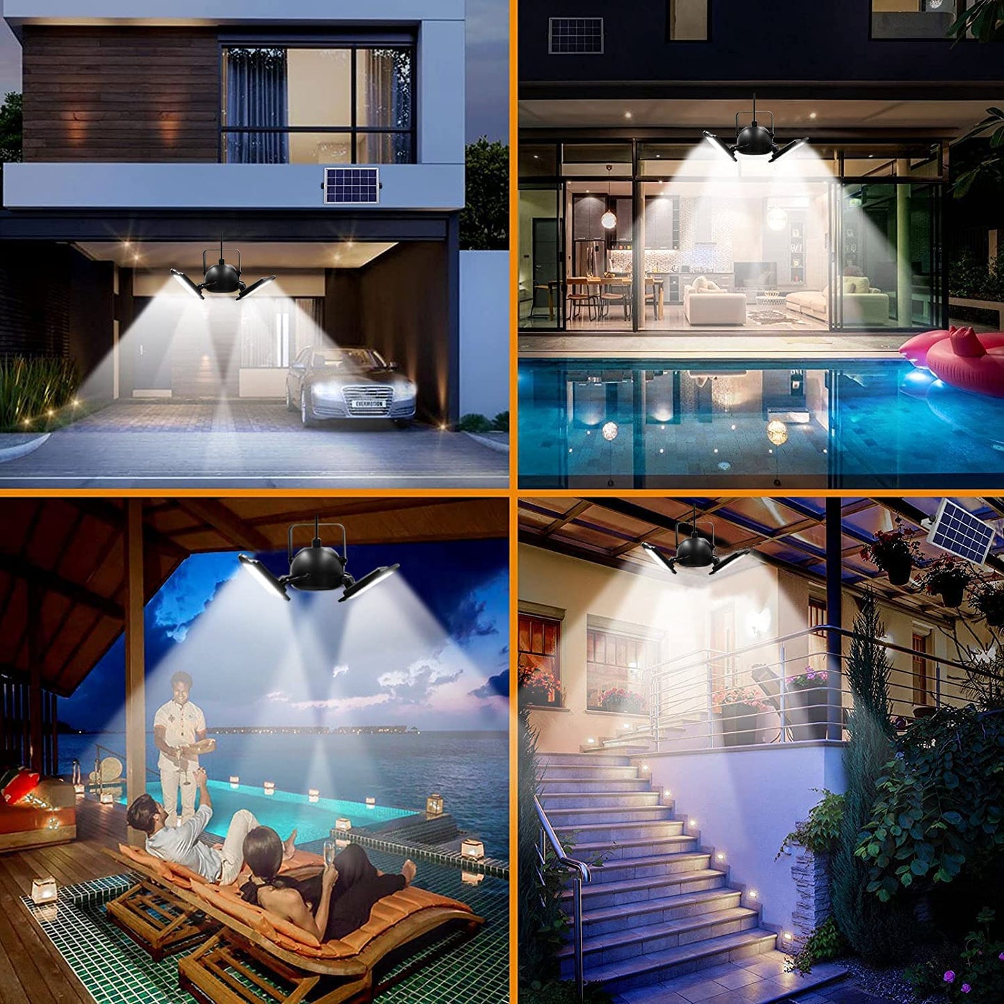 BigM 60 LED Bright Solar indoor  Pendant Light can light up brilliantly a household gazebos, patios, balconies, shades