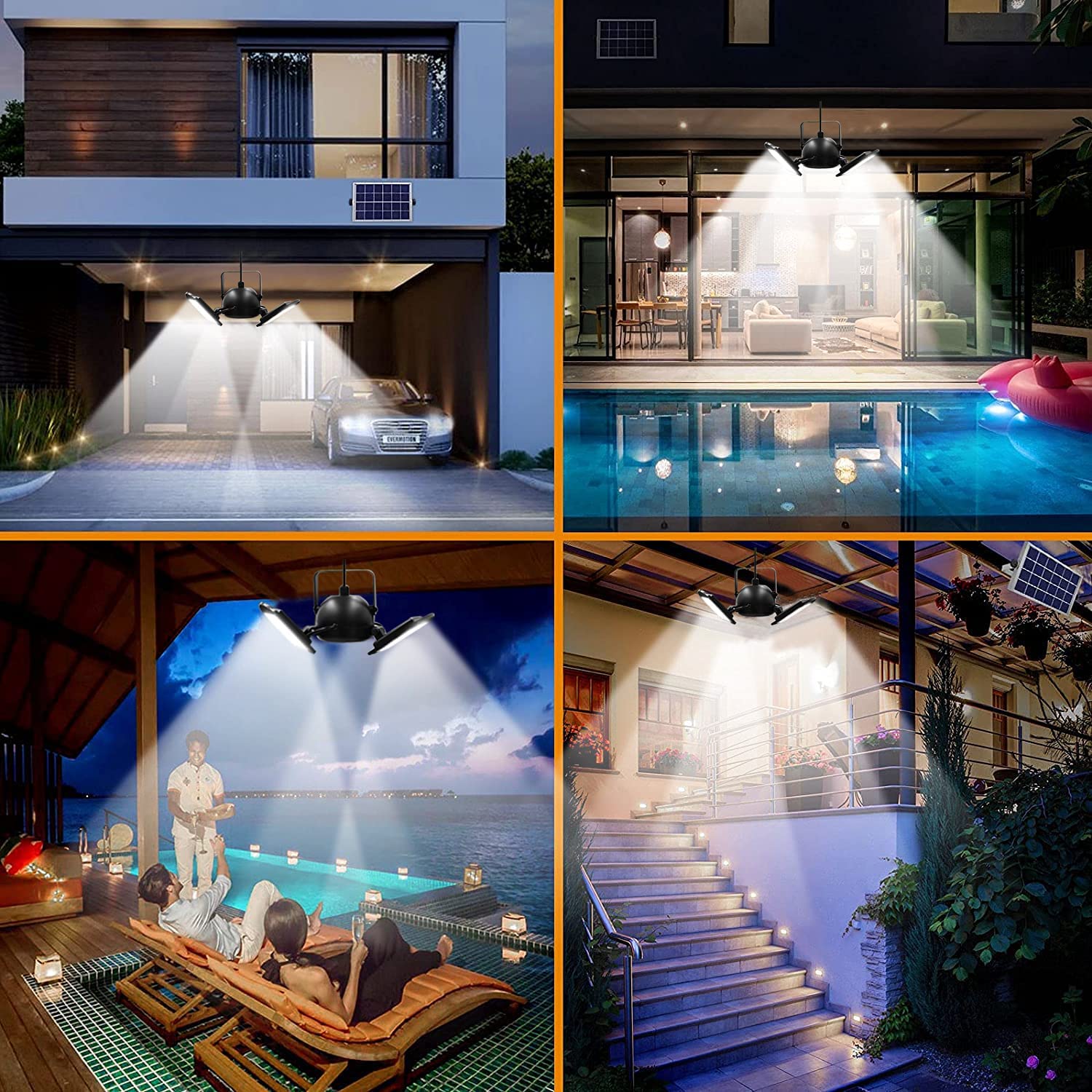 BigM 60 LED Bright Solar indoor  Pendant Light can light up brilliantly a household gazebos, patios, balconies, shades