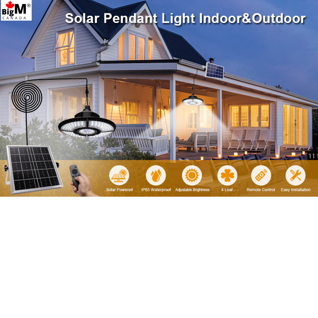 BigM 136 LED 1000 Lumens Bright Indoor Solar Light for Patios pergolas lights up a patio and balcony of a house