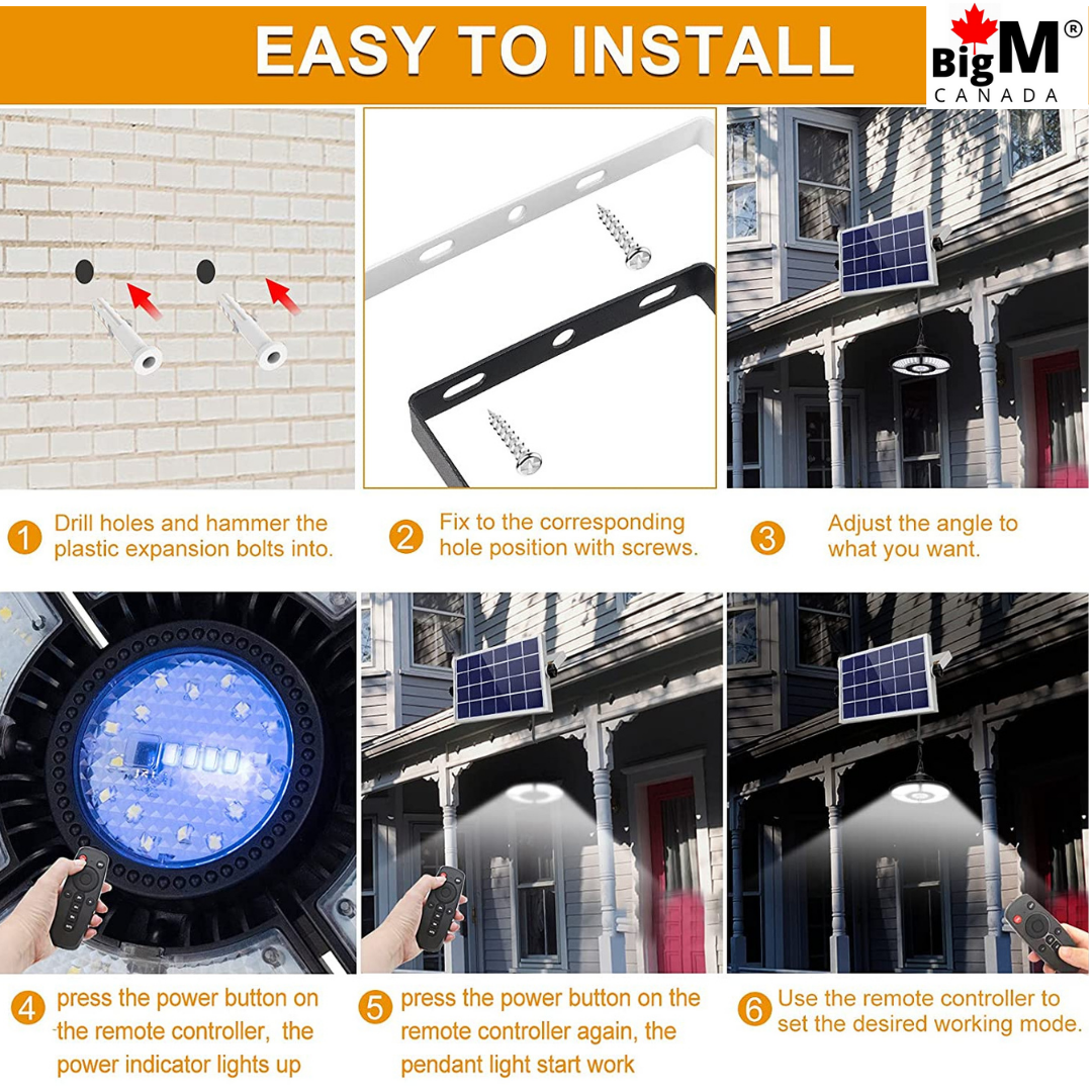 BigM 136 LED 1000 Lumens Bright Indoor Solar Light for Patios Pergolas is very easy to install