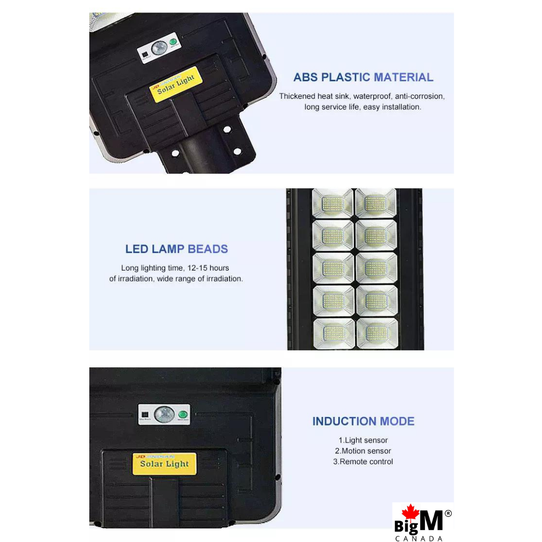 BigM heavy duty 500w Solar Street Lights made of high quality ABS shell and high efficiency bright led beads
