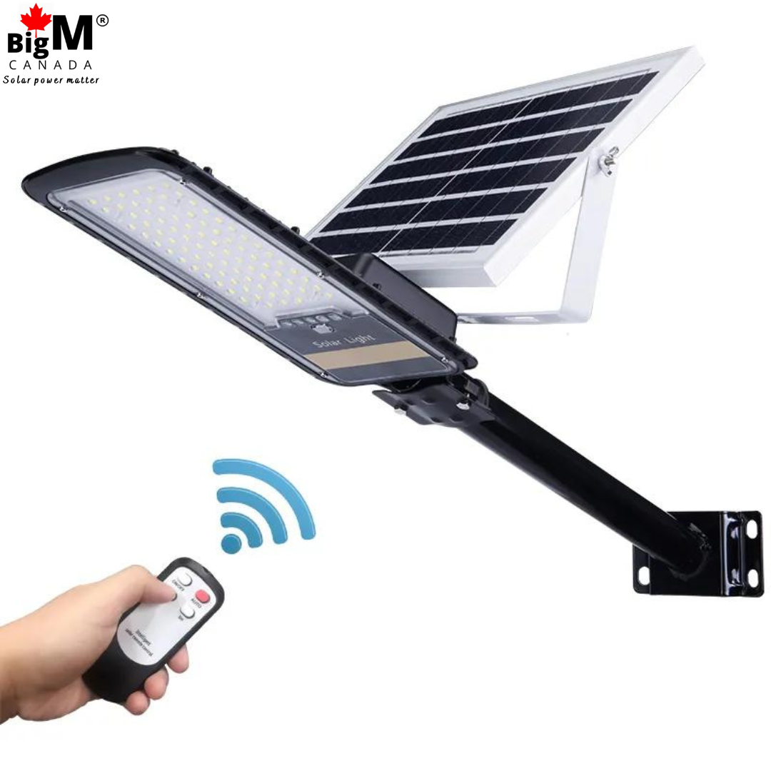 BigM 80W Solar Street Lights with Aluminum Body Adjustable Solar Panel and a remote