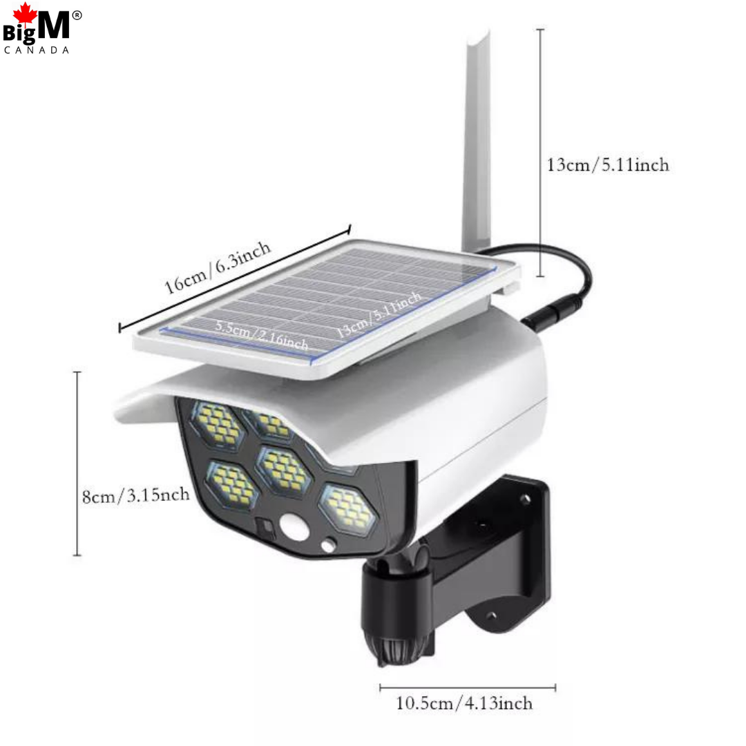 Measurement image of BigM Solar Fake Security Camera Floodlight with Motion Sensor