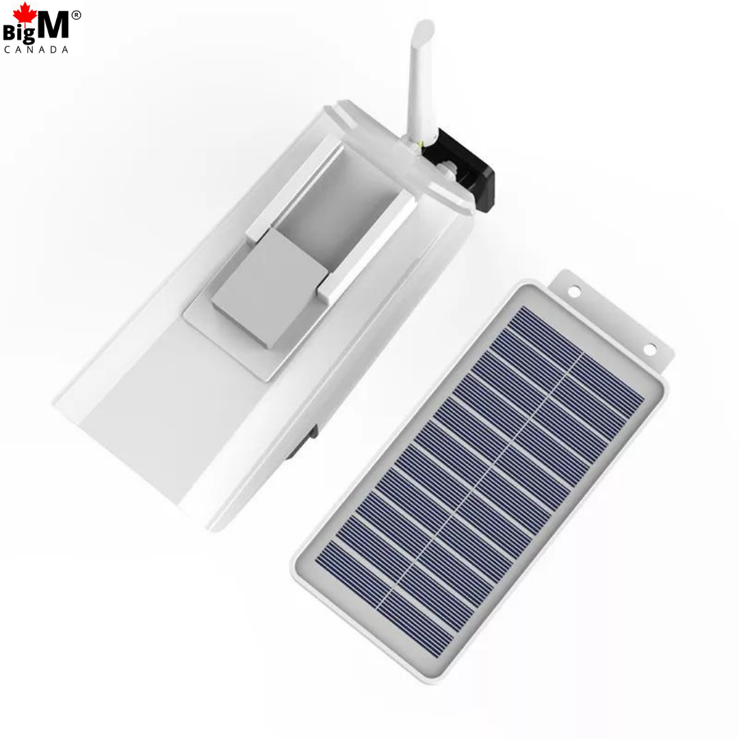 BigM Solar Fake Security Camera Floodlight has a built-in high efficiency solar panel