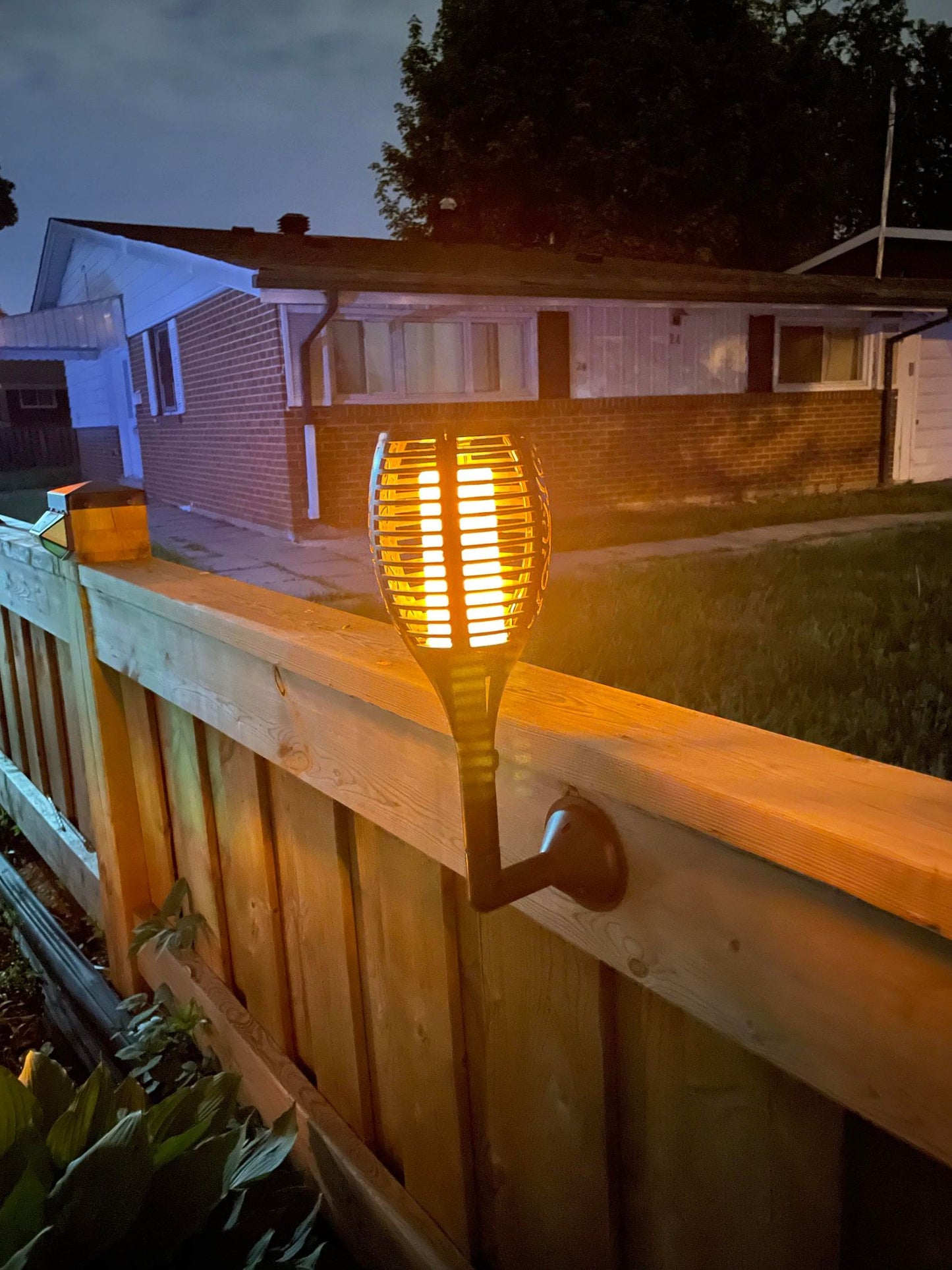 BigM 96 LED Solar Flickering Dancing Flame Lights with Wall mount is easy to install on a wall or at the side of a wall