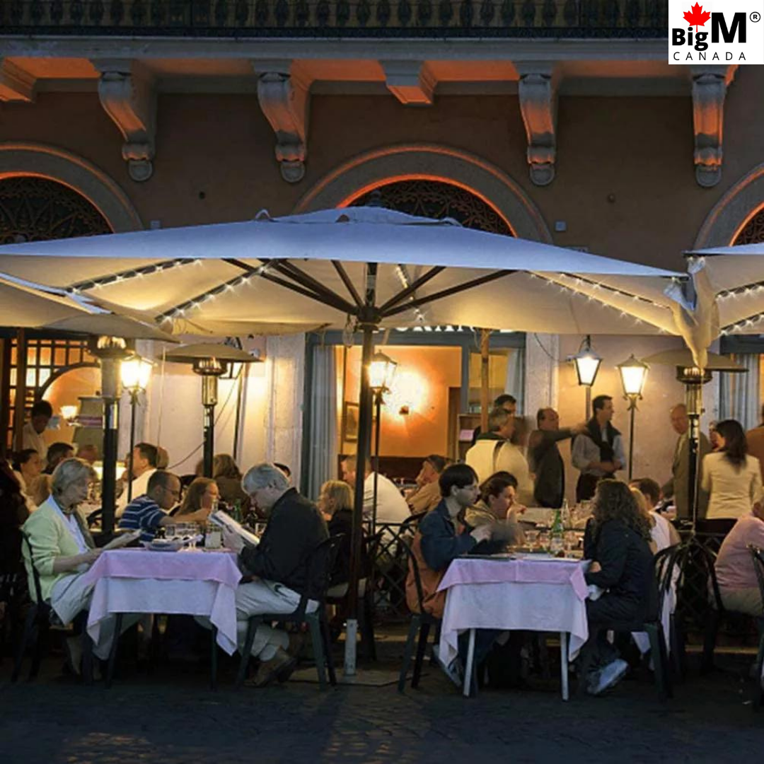 BigM solar string lights for patio umbrella lights up the restaurant umbrellas