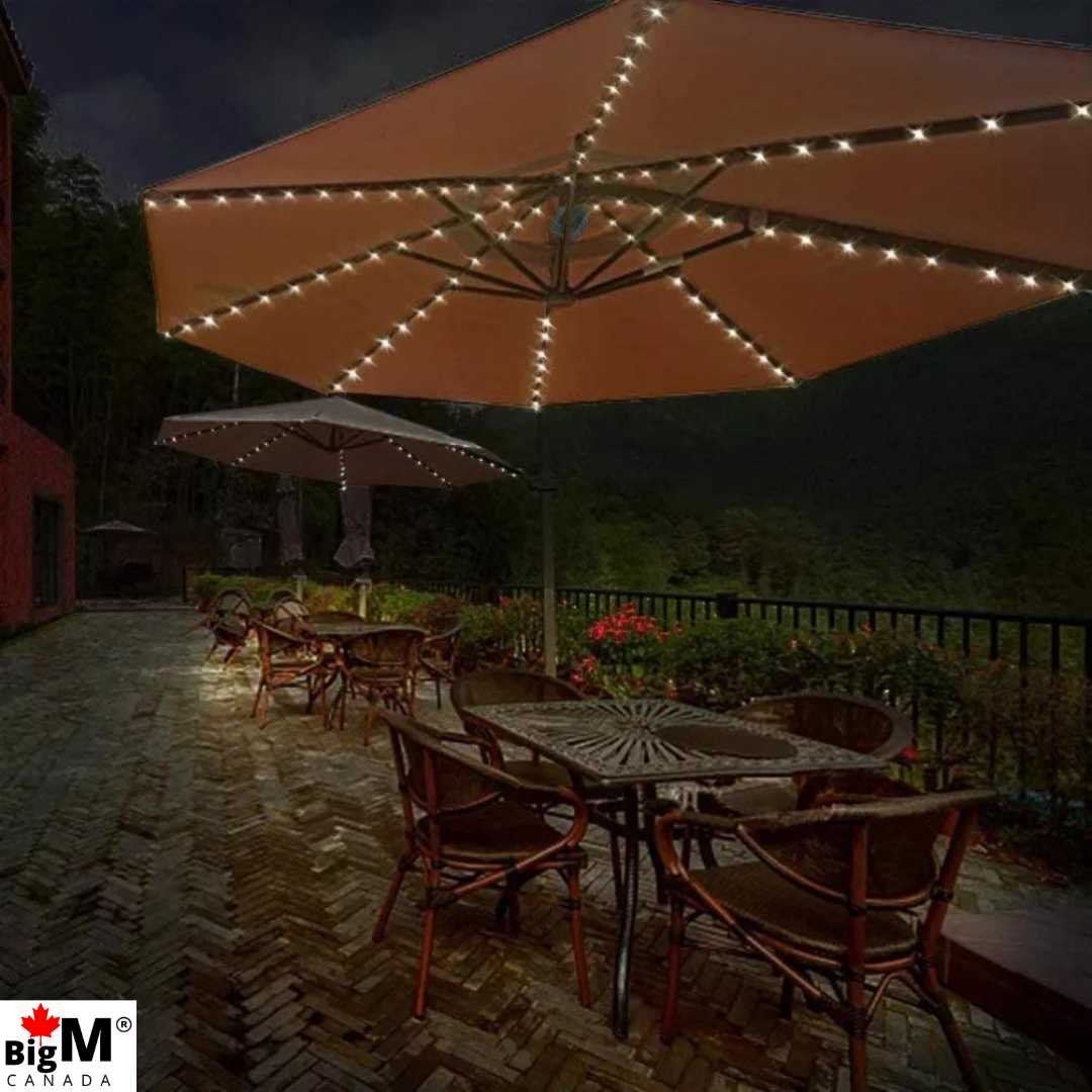BigM solar string lights for patio umbrella glows beautifully at night