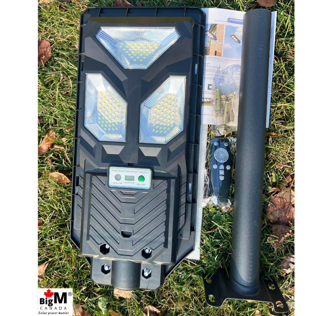 Image of BigM 300W LED Solar Street Flood Light With Remote, Metal Handle