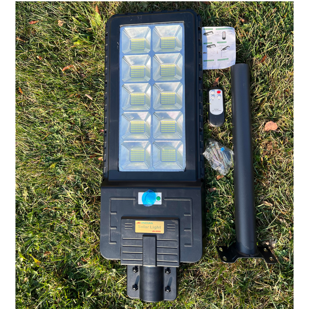 Image of BigM heavy duty 500w Solar Street Lights With metal handle, remote, hardwares, instruction guide