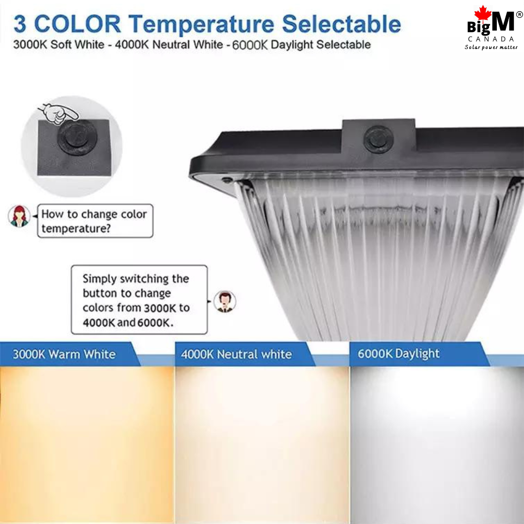 BigM Elegant Looking Bright LED Solar Post Lights is switchable to 300K (warm white) 4000K (neutral white) and Cool white (6000K), simply change the switch mode