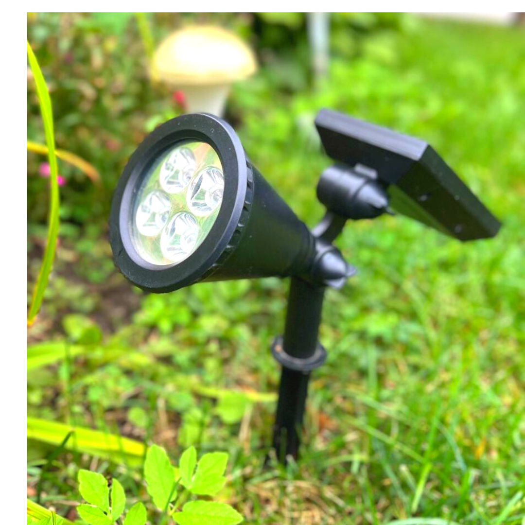 BigM Wireless RGB Color Changing Solar Spotlights installed in a gardenGarden