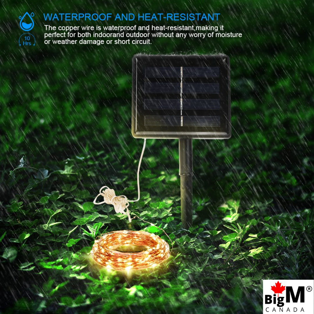 BigM LED solar fairy string lights are solidly engineered to stand any weather - either rain, sun, or snow. All the components are IP65 waterproof enabled, making it suitable for both indoor and outdoor usage without any worry of short circuits or weather damage