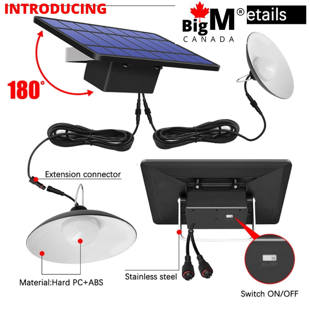 BigM Dual Headed 32 LED Bright solar lamp for gazebo light fixture has adjustable solar panel that can be directed toward sun