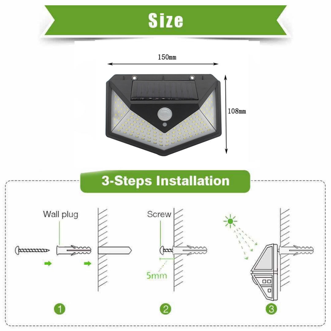 measurement of BigM Bright 136 LED Solar Security Light with Motion Sensor