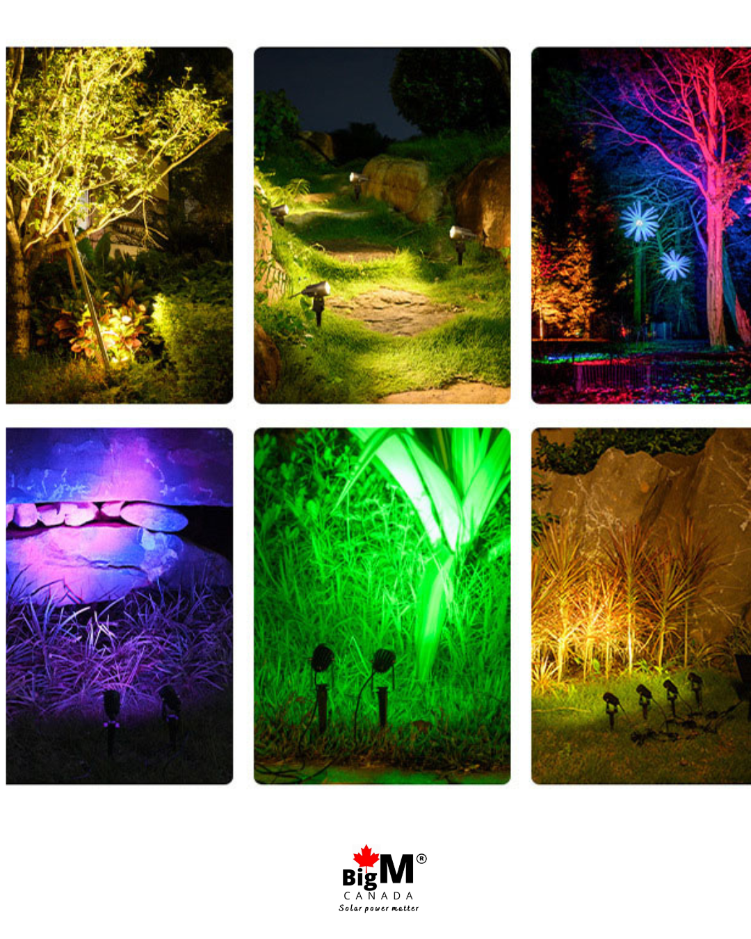 BigM RGB solar spot light with 4 light heads with RGB colour changing & fixed custom colour control options