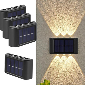 BigM 6-LED accent style solar accent wall lamp generates warm white light, that is ideal for outdoor decorations such as exterior walls of houses, business premises, restaurants, gardens, and fence walls