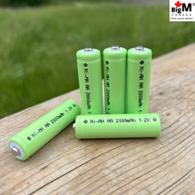Load image into Gallery viewer, BigM 1.2V NiMH AAA rechargeable battery comes with 900mAH high capacity and is ideal for solar landscaping lights, pathway lights, solar string lights, a wide variety of small electronic devices, game consoles, flashlights, and kid toys
