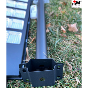 BigM 1200W solar commercial street lights comes with a metal arm and u bracket that helps to install on a pole