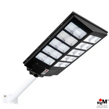 Load image into Gallery viewer, This bright street light comes with a wall-mount metal handle. You can install this street light up to 4 to 6 meters above the ground level and can control it with a remote control. You can complete on/off, and select the timer with the help of remote control

