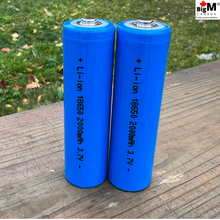 Load image into Gallery viewer, Image of 2 units of button top BigM 3.7v 2000mAH Heavy Duty Lithium Ion 18650 Rechargeable Battery , this comes in blue colour, product quality as described
